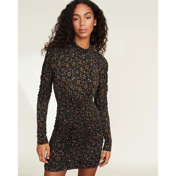 Veronica Beard Greta Dress, Ruched Bottom, Sexy,  Black -Multi Color Sz L - Picture 2 of 15